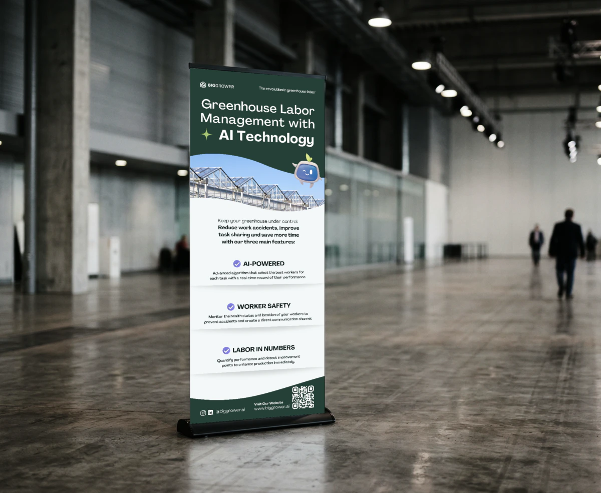 Rollup de BigGrower sobre gestión laboral con inteligencia artificial expuesto en una feria