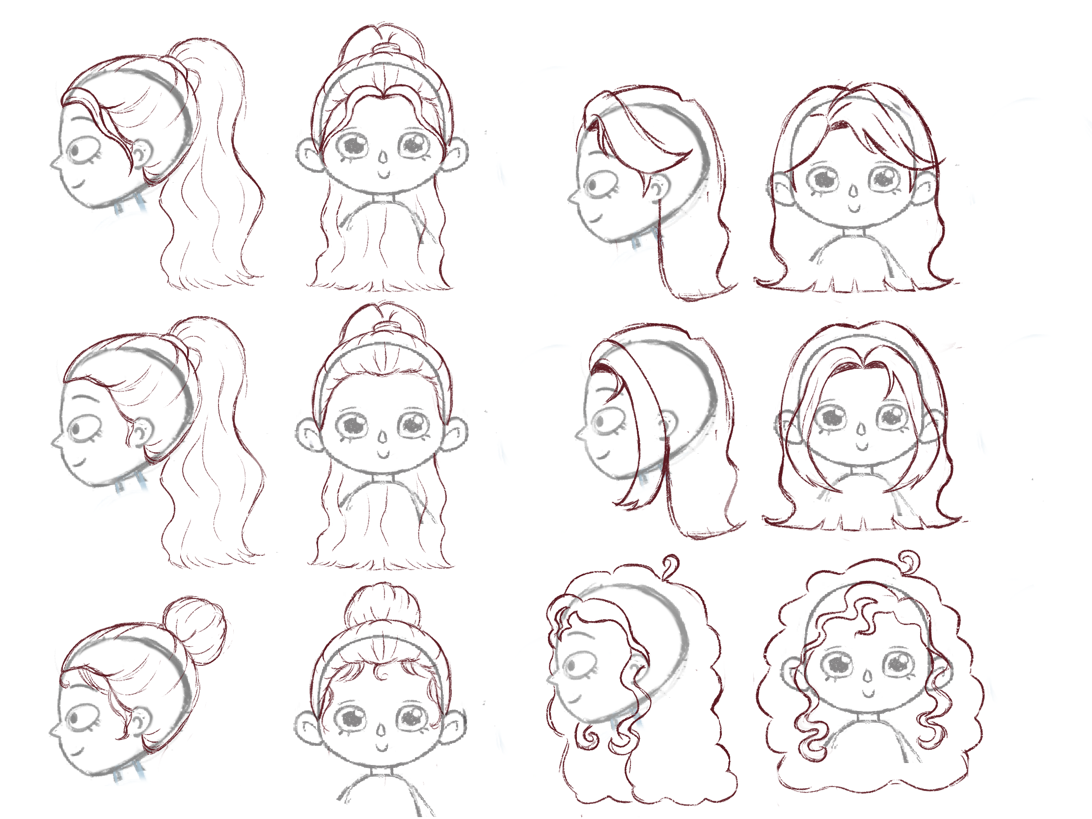 Exploración de coletas, recogidos y cortes de pelo para los personajes de Lyro