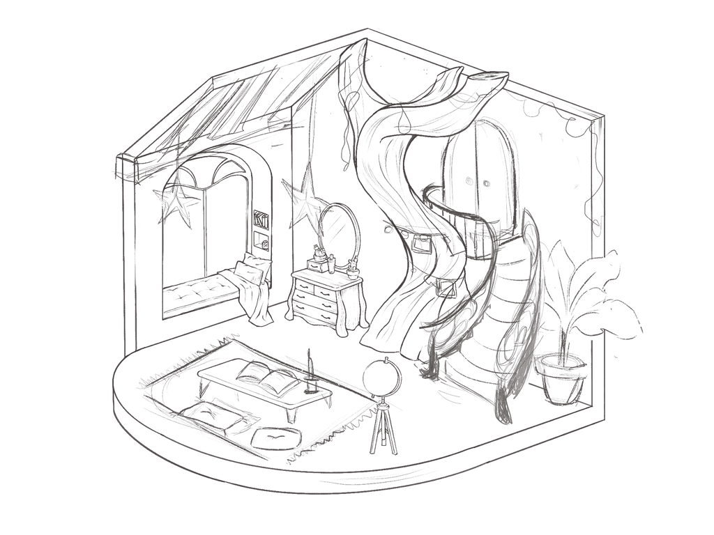 Boceto conceptual de una habitación de Lyro